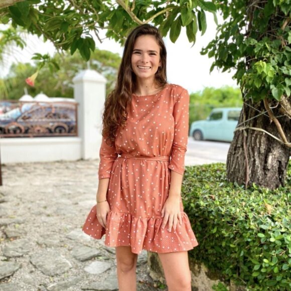 Persifor Poppy Polka Dot Pumpkin Ruffle Dress - Picture 1 of 9